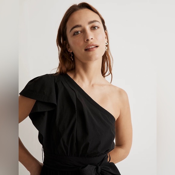 NWT MADEWELL 100% Cotton Ruffled One-Shoulder Midi
Dress. Size 10 - Picture 4 of 9